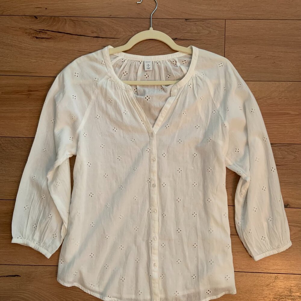 Blouse White Cotton Eyelet